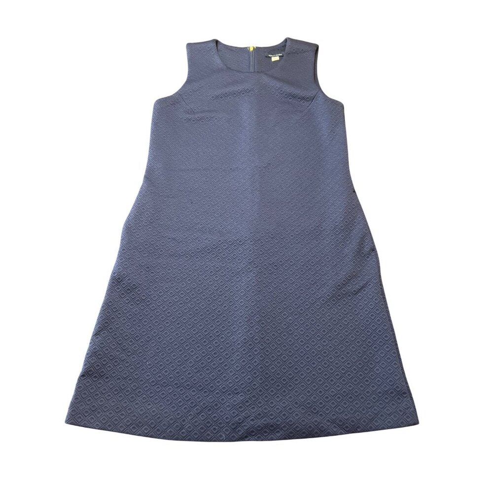 Tommy Hilfiger Sleeveless Navy  Jacquard Textured Sheath Dress Zip Back Size 8